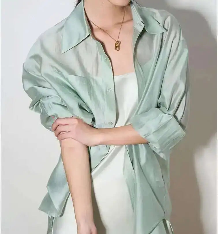 Olivia Bennet | Silk Poplin Blouse for Women in Flowing Fit