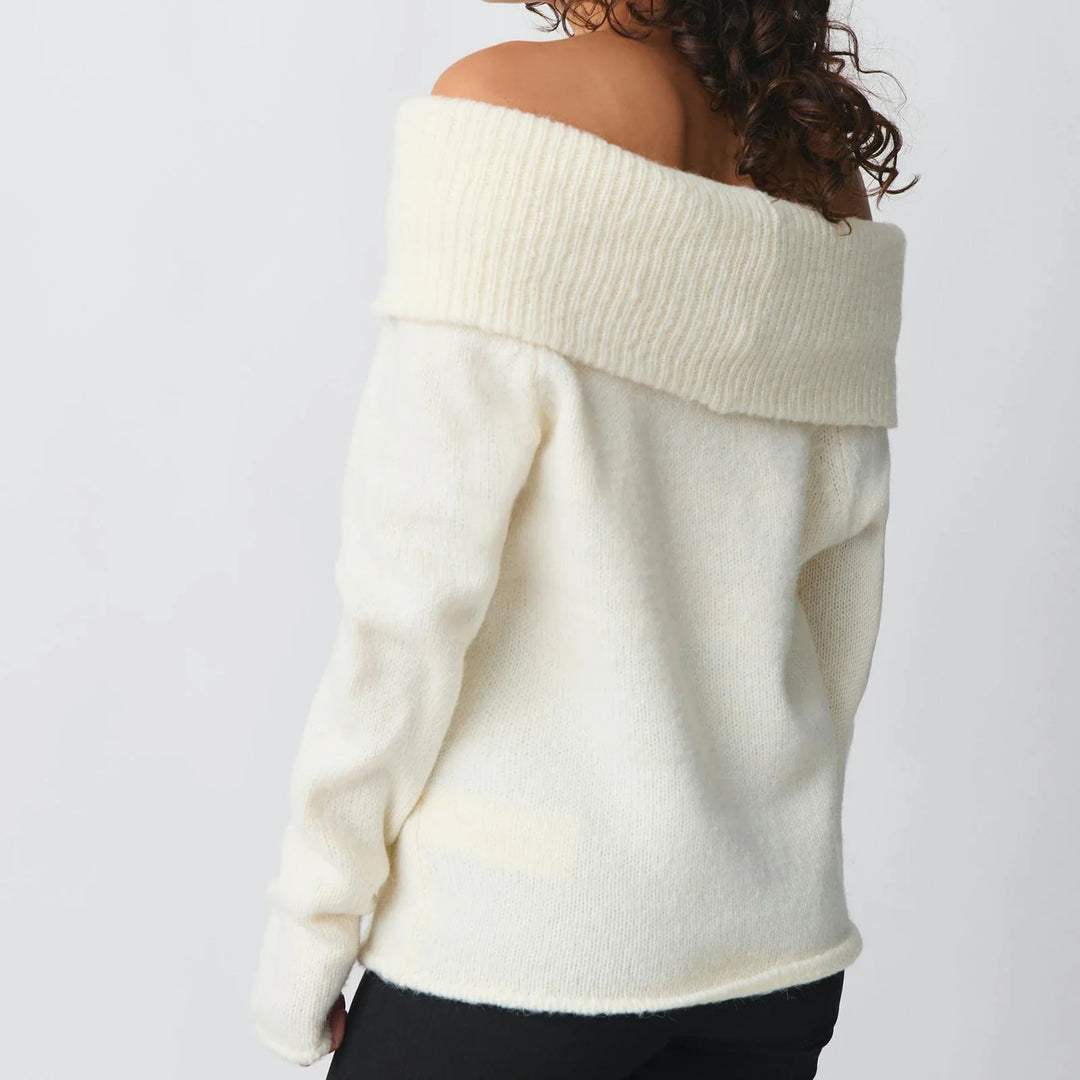 Olivia Bennet | Knit Top for Women, Natural Fiber, Regular Fit, Beige, Casual