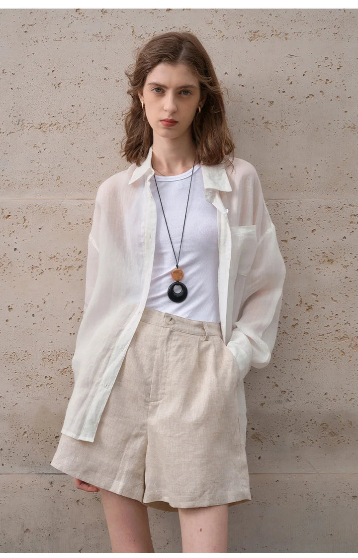 Olivia Bennet | Sheer Ramie Oversized Shirt