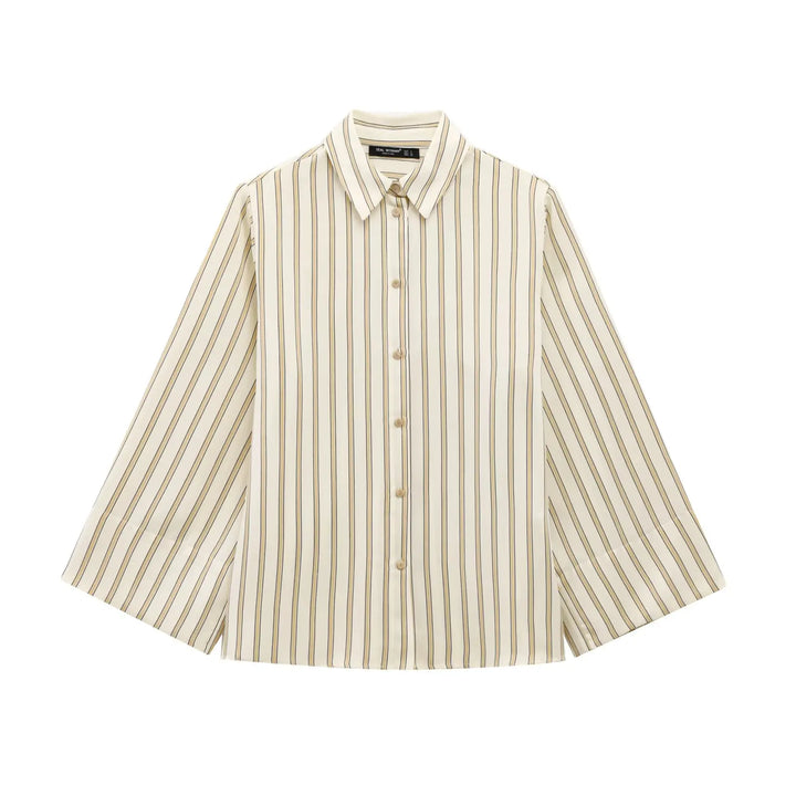 Olivia Bennet | Striped Button-Up Blouse for Women in Cotton Fit