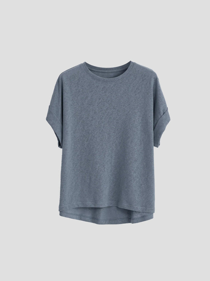 Olivia Bennet | Oversized Tee for Women in Soft Cotton with Rolled Cuff in White