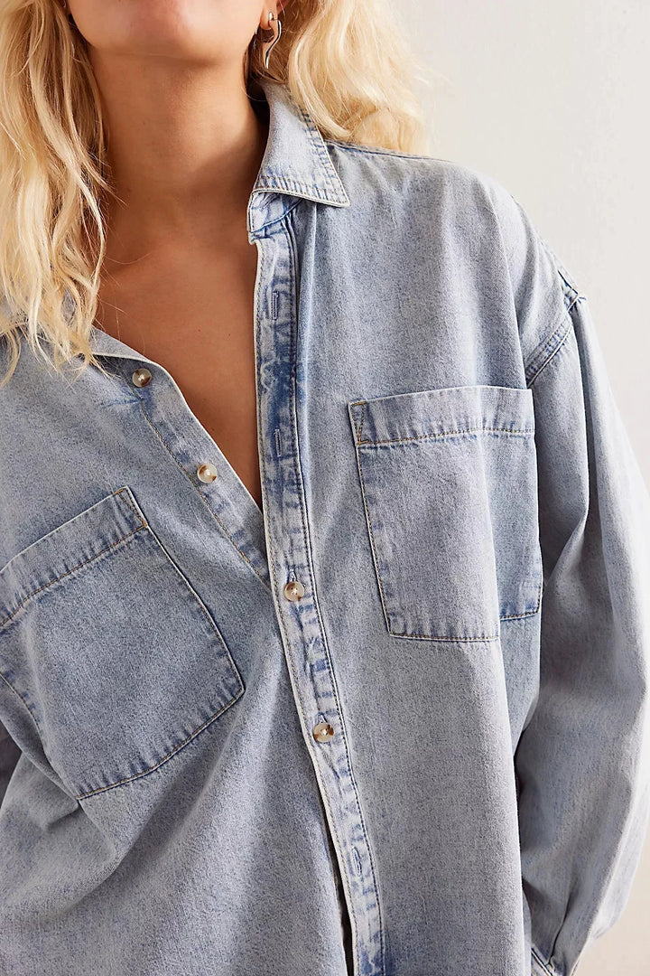 Olivia Bennet | Washed Denim Overshirt for Women
