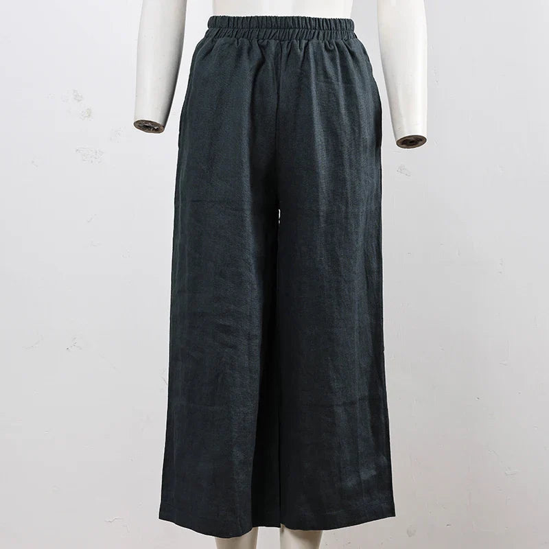 Olivia Bennet | Wide Leg Linen Pant for Women in Natural