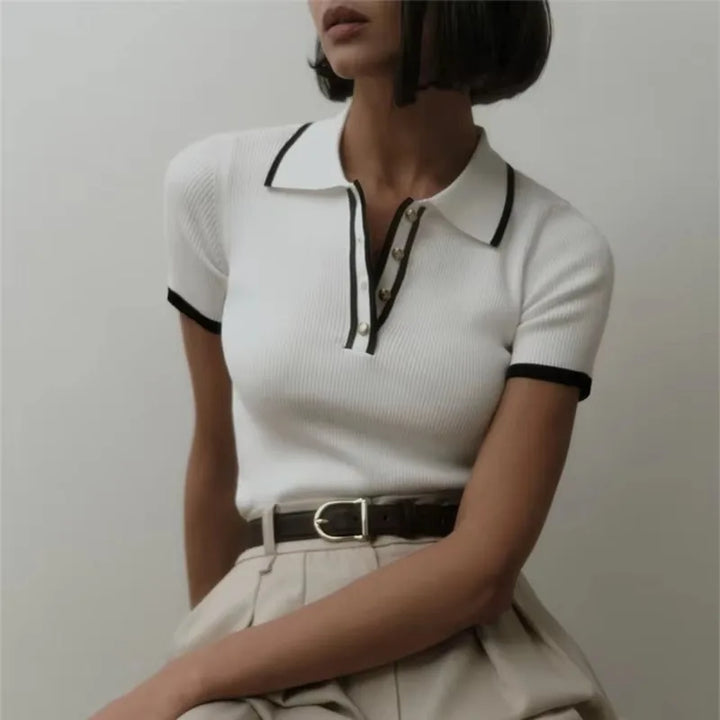 Olivia Bennet | Cotton Polo for Women in Classic Fit, White