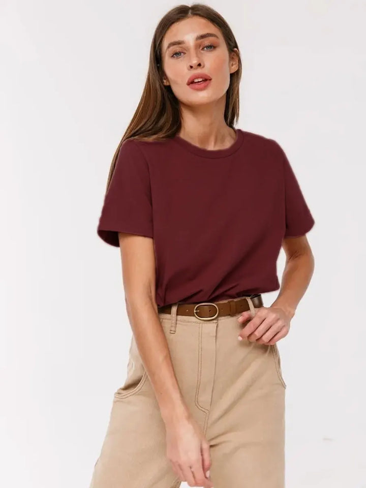 Olivia Bennet | Cotton Tee for Women, Regular Fit, White
