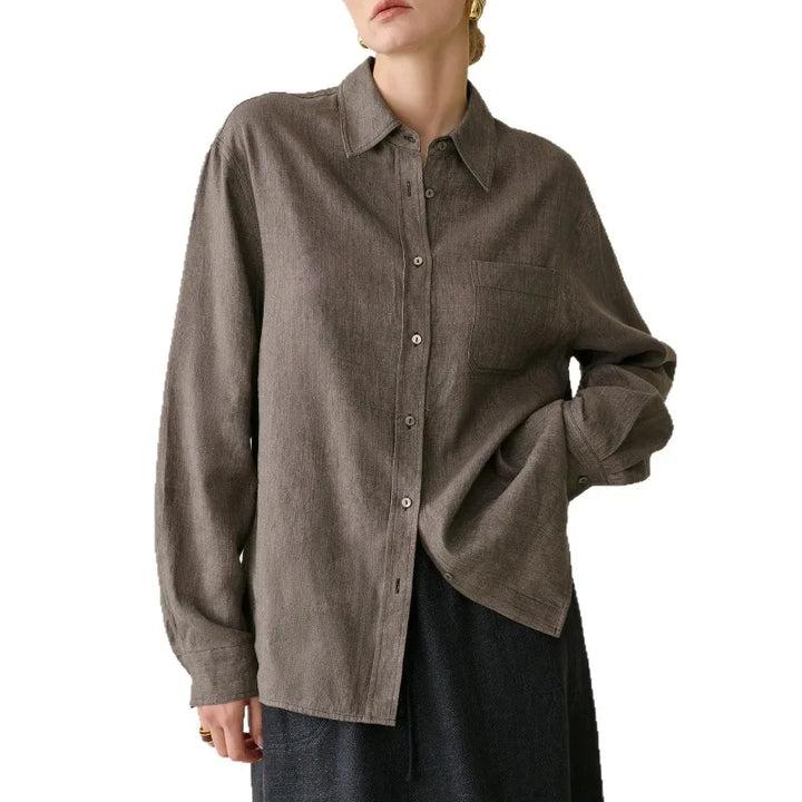 Olivia Bennet | Linen Shirt for Women, Relaxed Fit, White