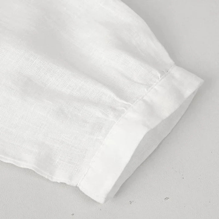 Olivia Bennet | Fitted V-Neck Linen Blouse