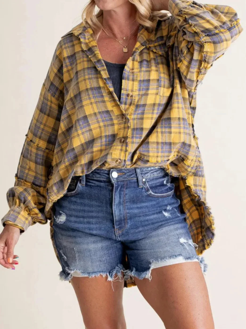 Olivia Bennet | Plaid Flannel Shirt for Women in Green