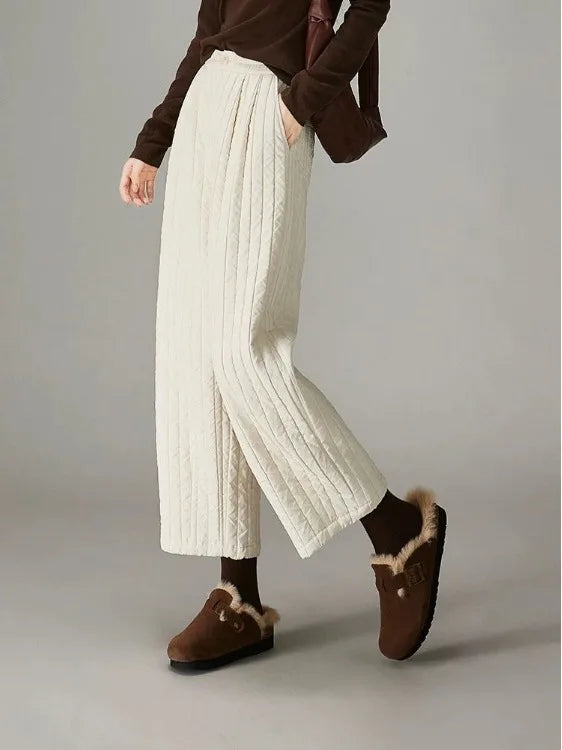 Olivia Bennet | Cotton Wide-Leg Pants for Women in Natural Color