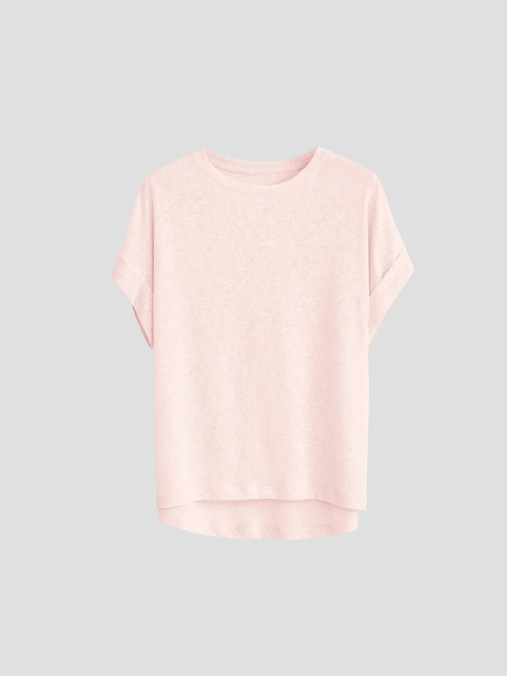 Olivia Bennet | Oversized Tee for Women in Soft Cotton with Rolled Cuff in White