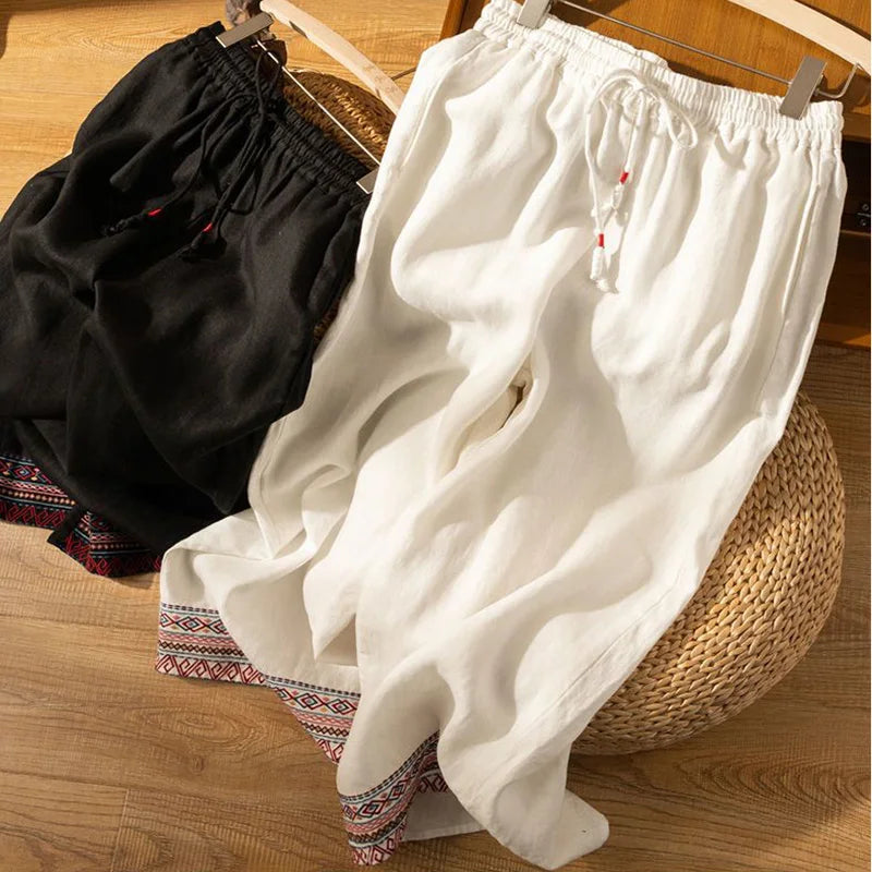Olivia Bennet | Wide Leg Pant for Women in Natural Fabric