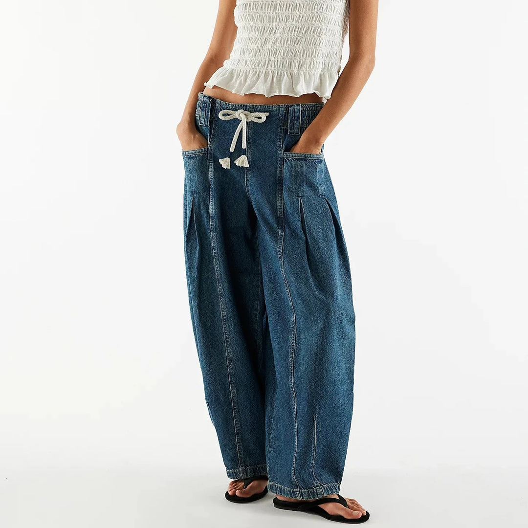 Olivia Bennet | Drawstring Denim Pants for Women