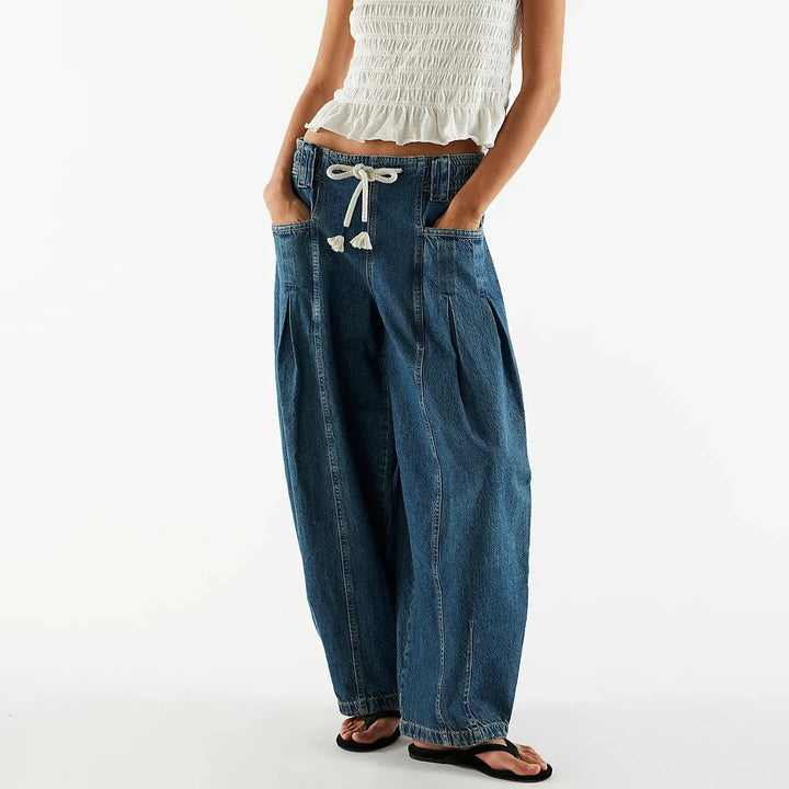 Olivia Bennet | Drawstring Denim Pants for Women