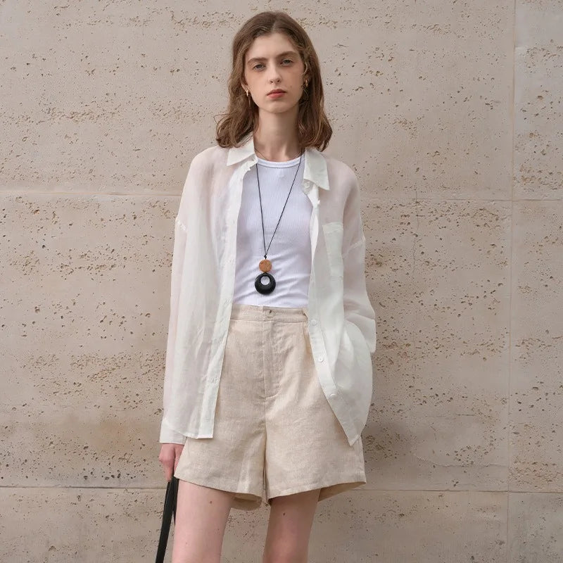 Olivia Bennet | Sheer Ramie Oversized Shirt