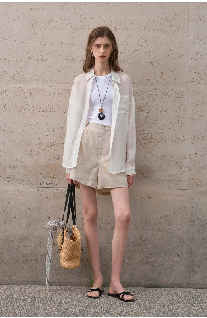 Olivia Bennet | Sheer Ramie Oversized Shirt