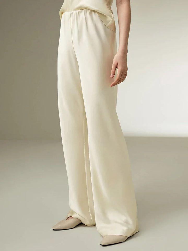 Olivia Bennet | Silk Lounge Trousers for Women in Black