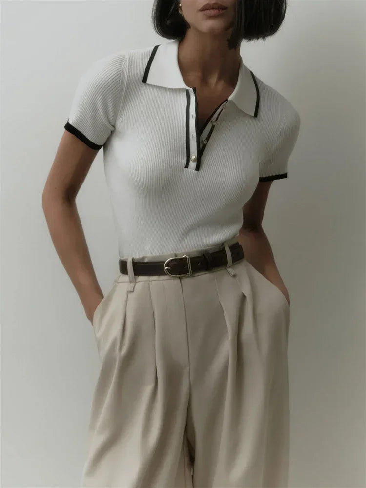 Olivia Bennet | Cotton Polo for Women in Classic Fit, White