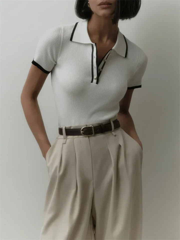 Olivia Bennet | Cotton Polo for Women in Classic Fit, White