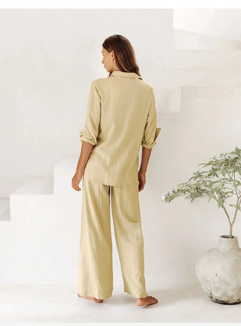 Olivia Bennet | Oversized Linen Shirt for Women in Natural