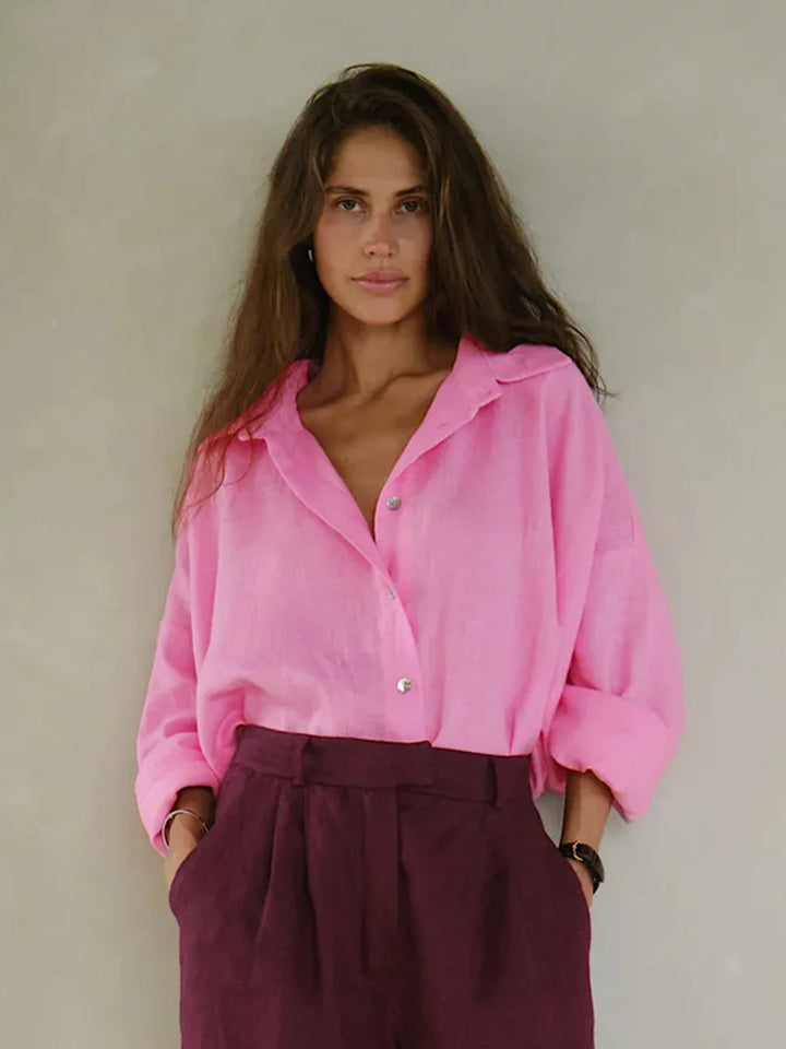 Olivia Bennet | Cotton Relaxed Shirt for Women in White