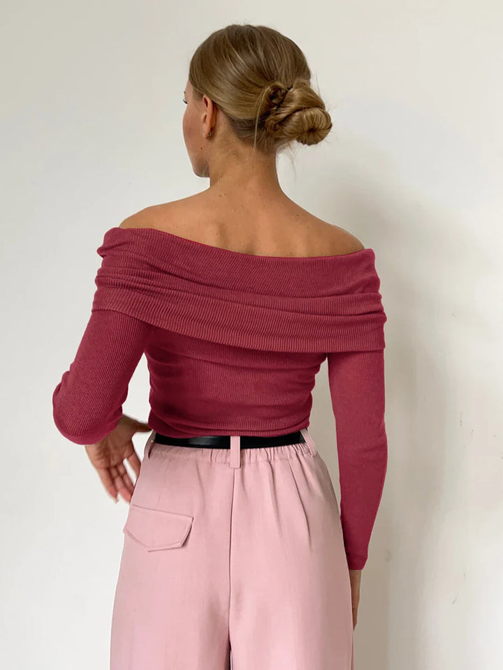 Olivia Bennet | Off-Shoulder Knit Top for Women in Natural Color