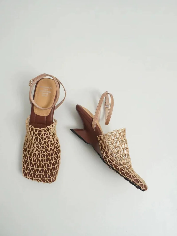 Olivia Bennet | Mesh Weave Heels for Women in Black