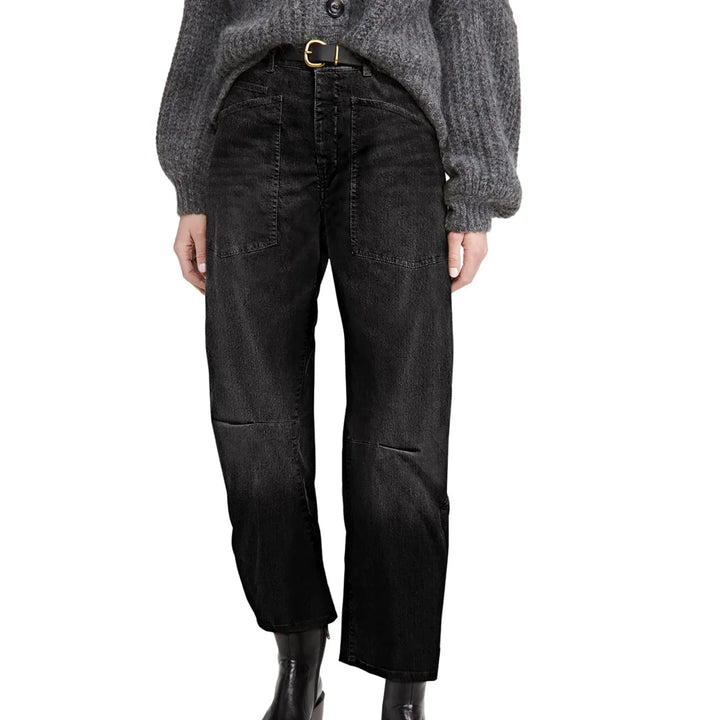 Olivia Bennet | Structured Barrel Jeans for Women in Denim