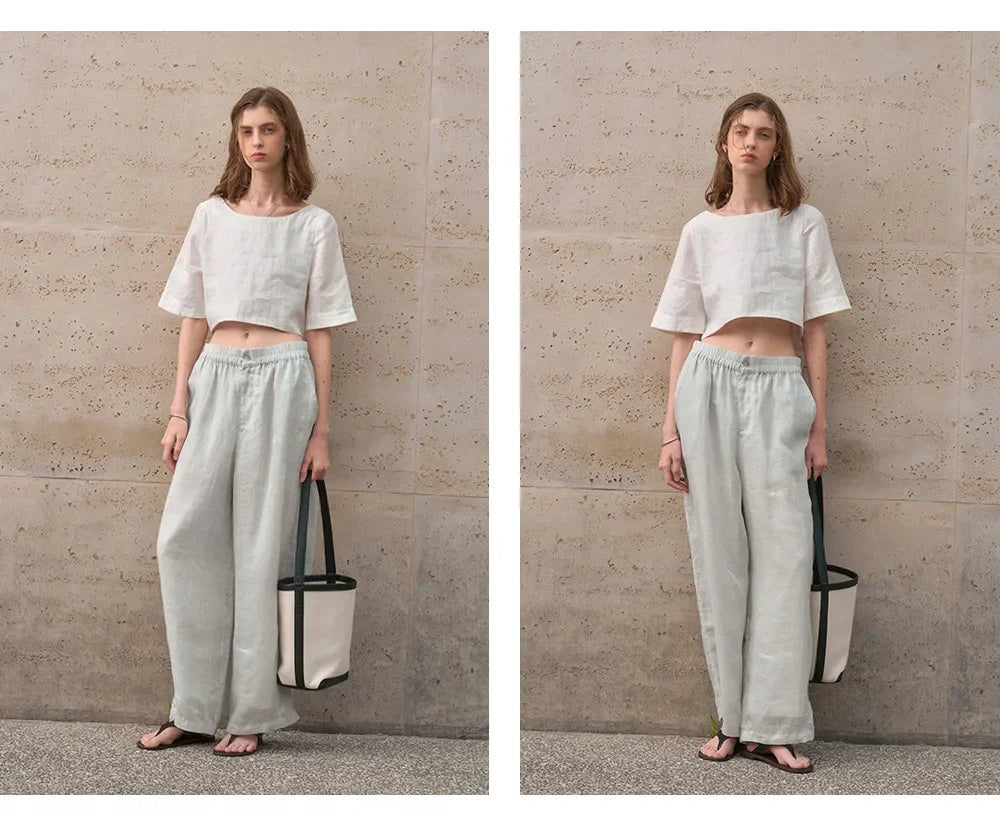 Olivia Bennet | Boxy Linen Crop Top