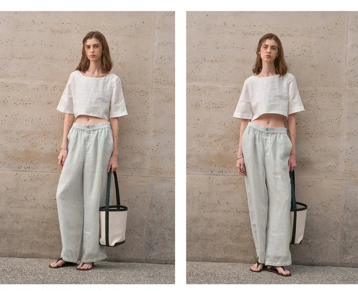 Olivia Bennet | Boxy Linen Crop Top