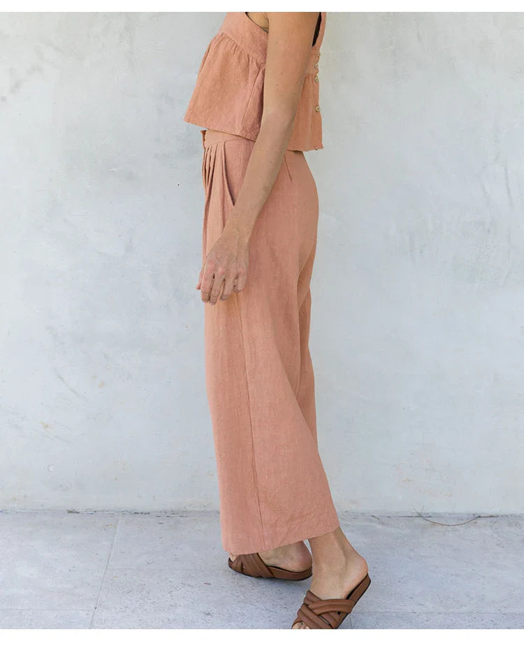 Olivia Bennet | Pleated Linen Culotte Pant