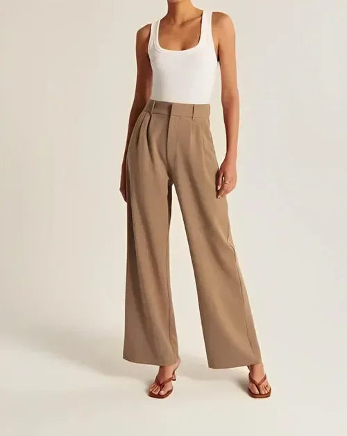 Olivia Bennet | Tailored Wide-Leg Trousers for Women in Black