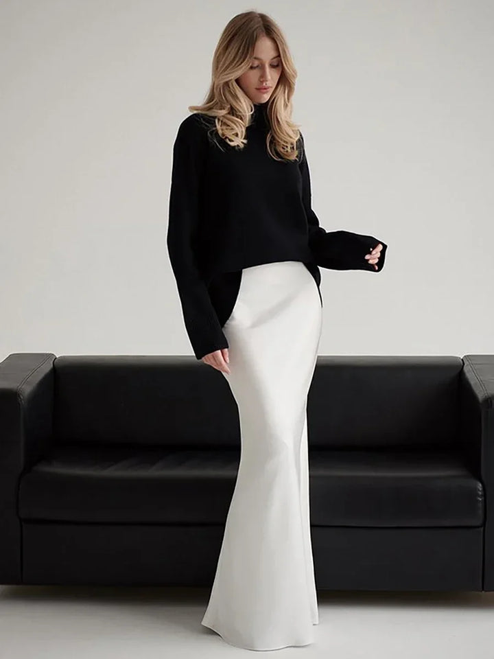 Olivia Bennet | Satin Fishtail Maxi Skirt for Women in Elegant Style