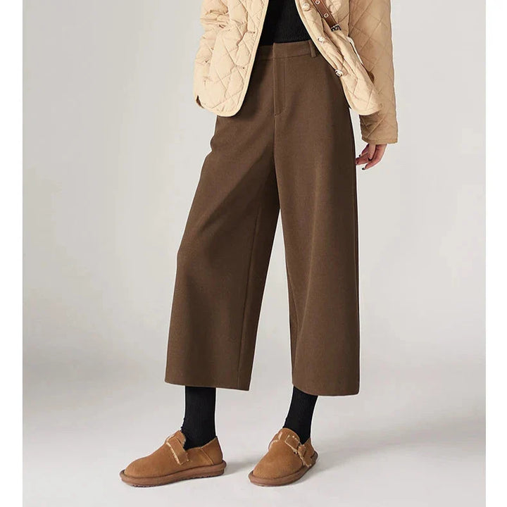 Olivia Bennet | Wool Wide Leg Pants for Women in Autumn Color