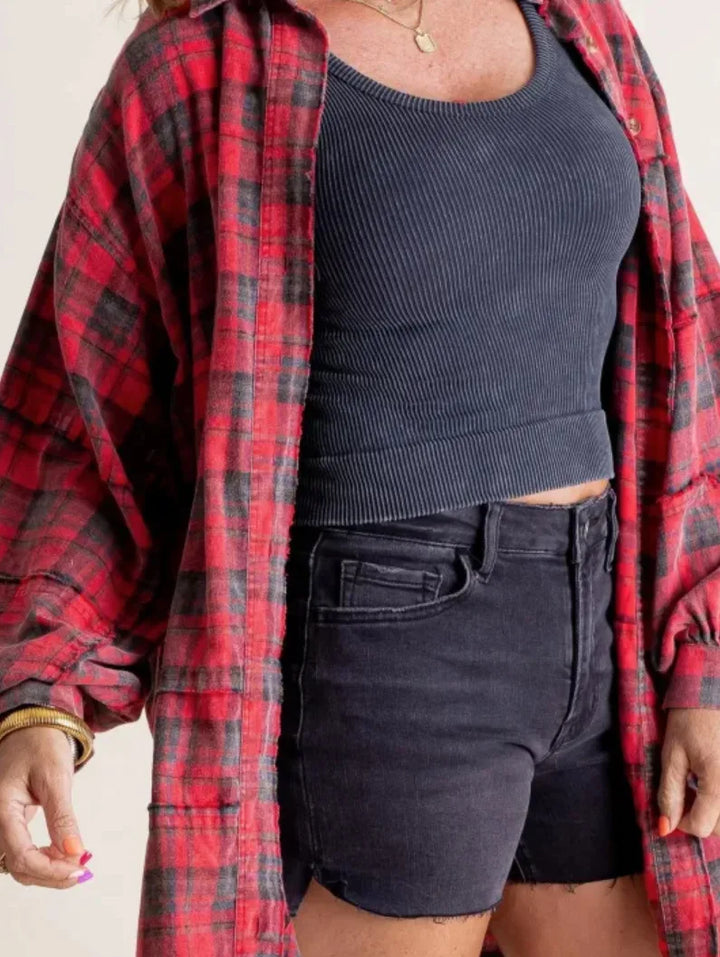 Olivia Bennet | Plaid Flannel Shirt for Women in Green