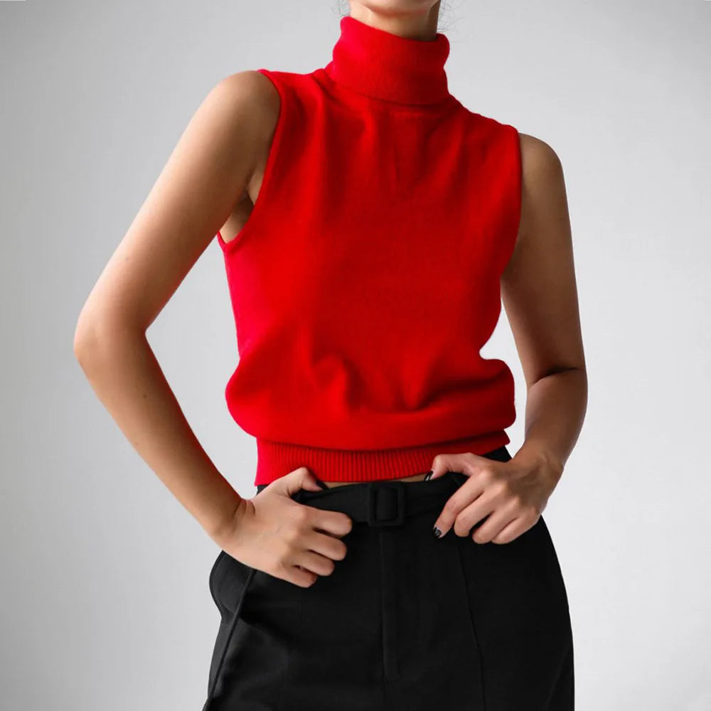 Olivia Bennet | High-Neck Vest for Women in Black