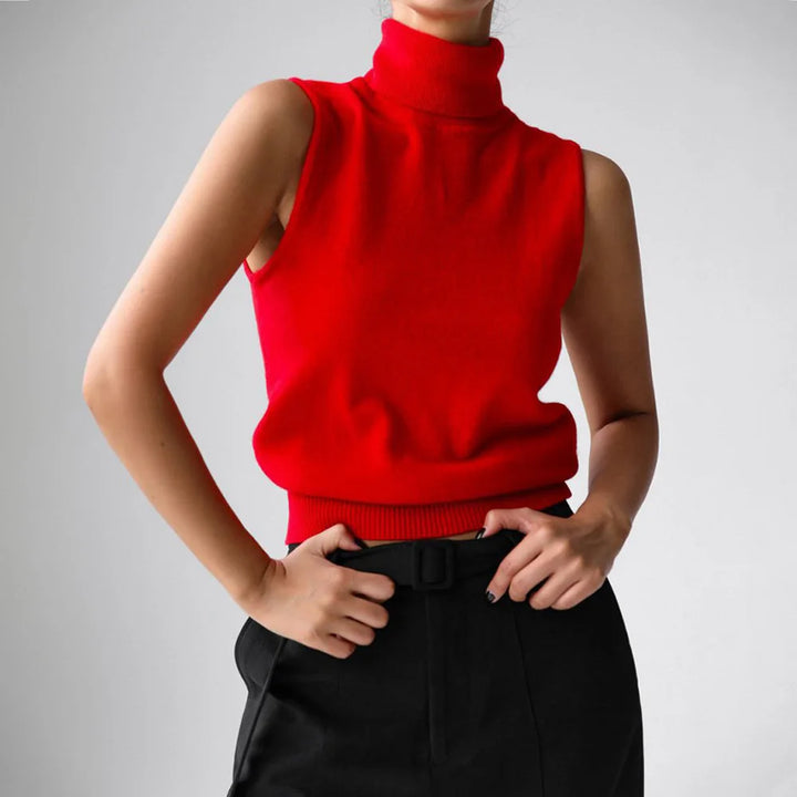 Olivia Bennet | High-Neck Vest for Women in Black