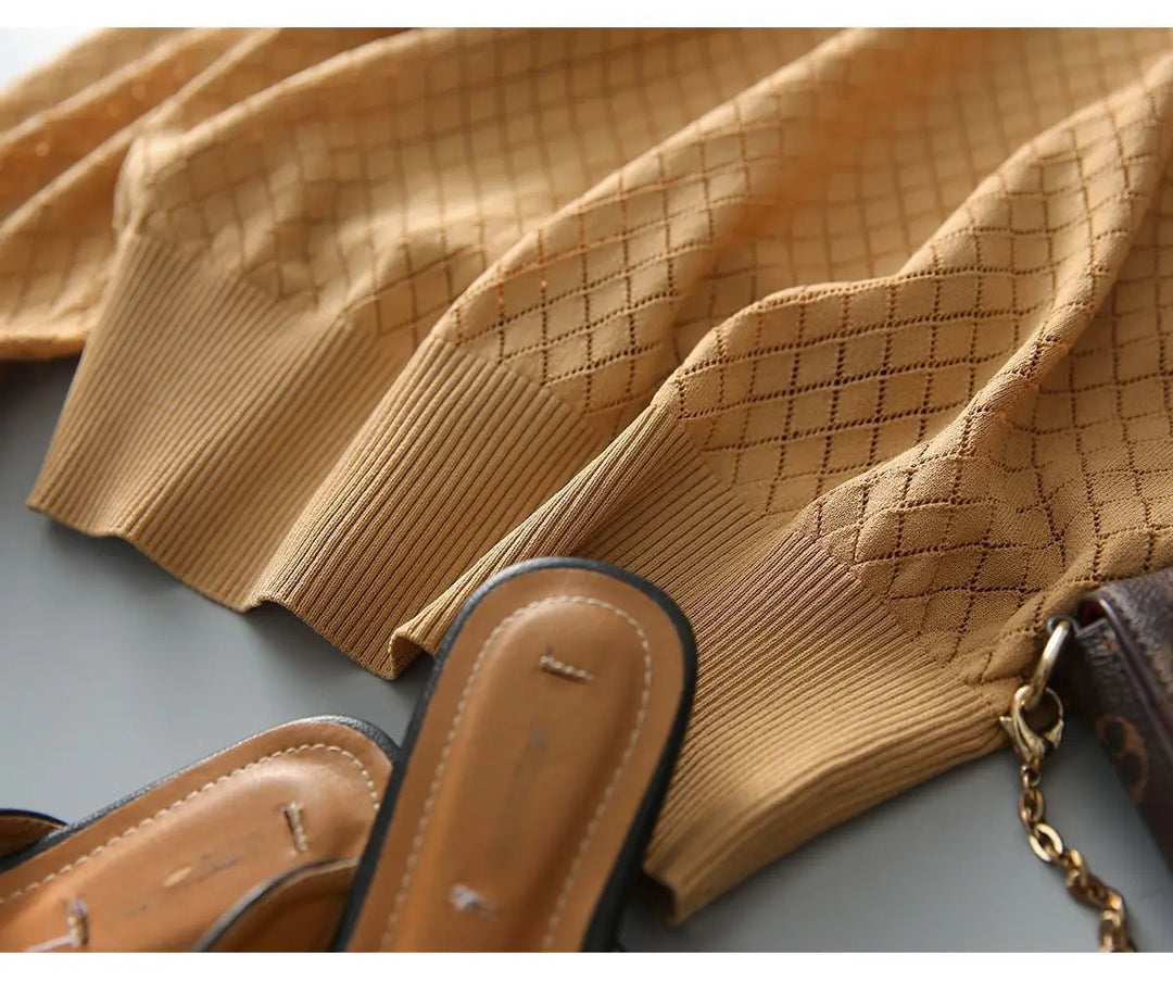 Olivia Bennet | Diamond Knit Top for Women in Natural Color