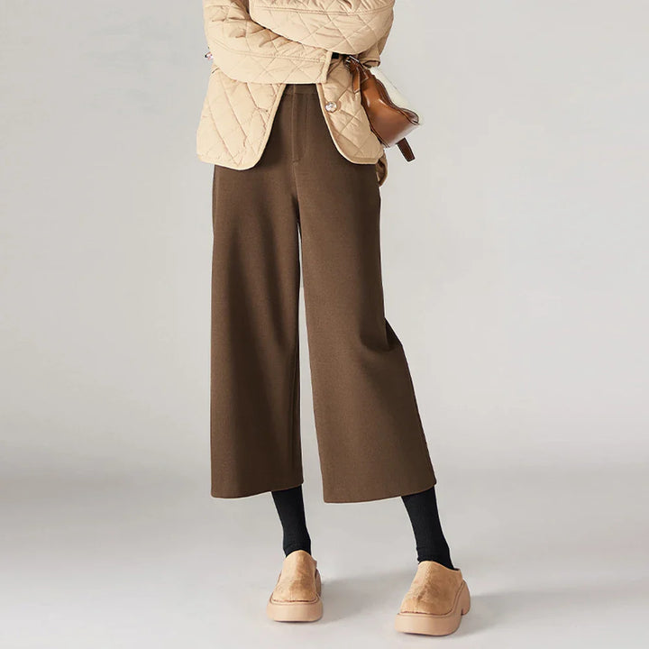 Olivia Bennet | Wool Wide Leg Pants for Women in Autumn Color