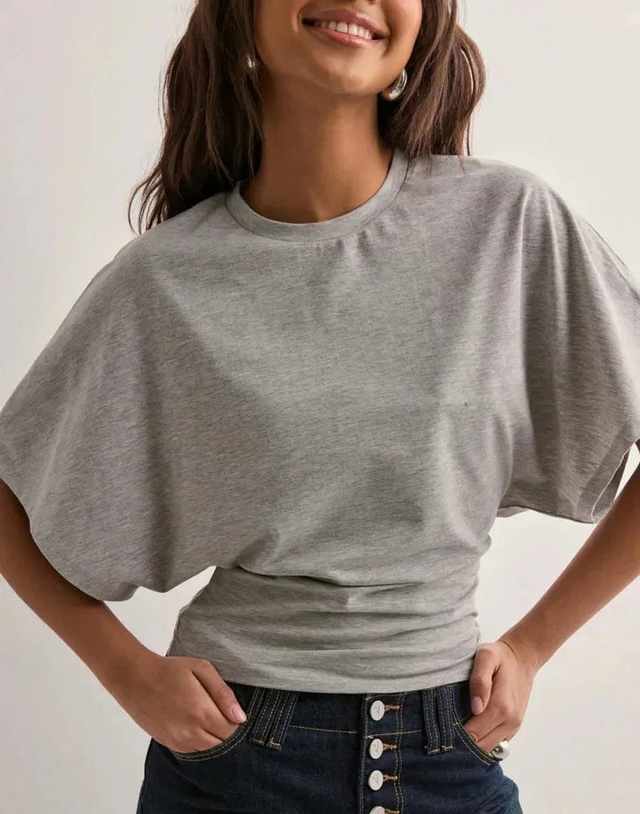 Olivia Bennet | Cotton Drape Tee for Women in White