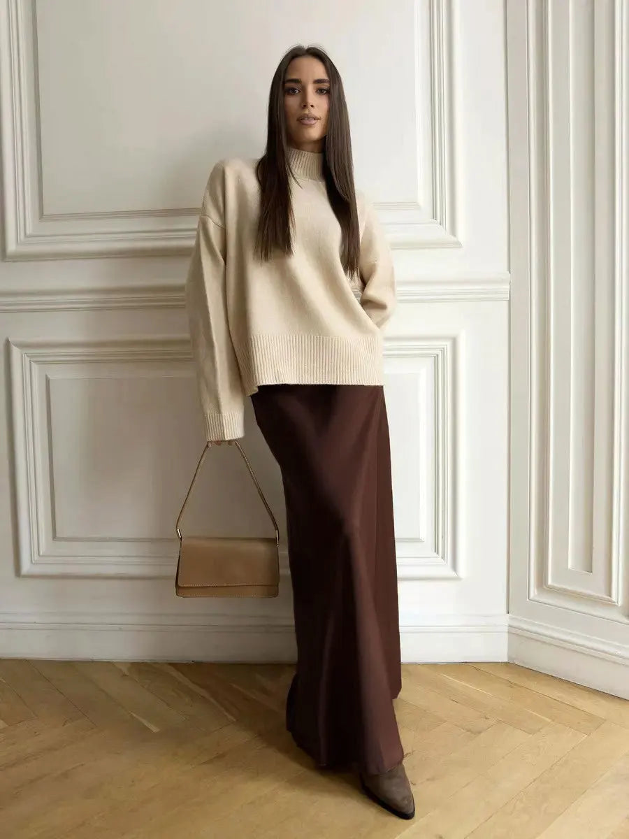 Olivia Bennet | Satin Fishtail Maxi Skirt for Women in Elegant Style