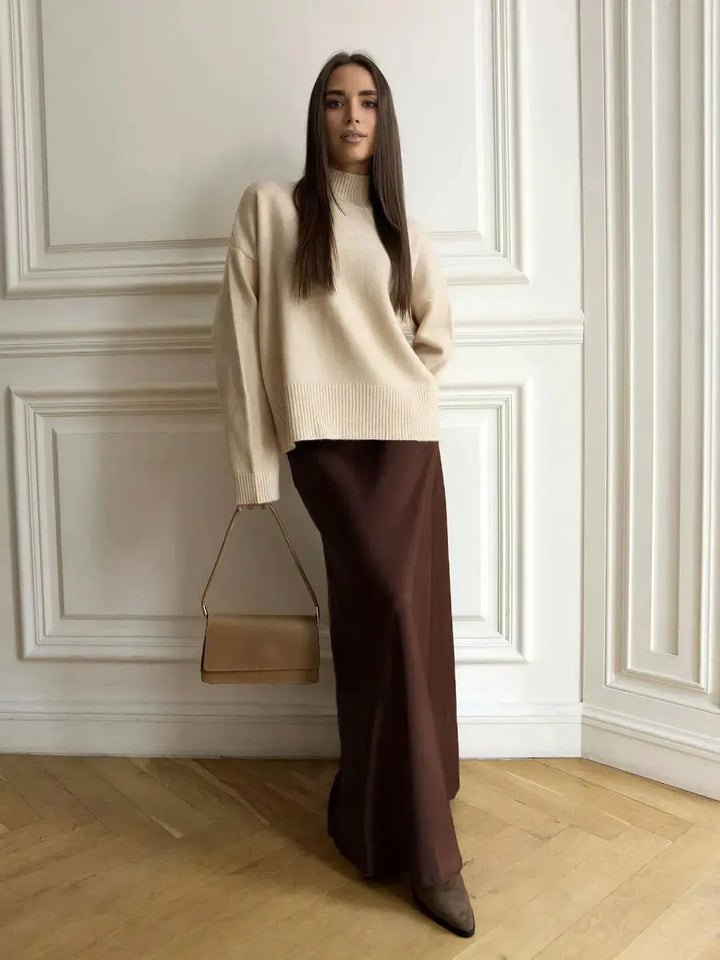 Olivia Bennet | Satin Fishtail Maxi Skirt for Women in Elegant Style