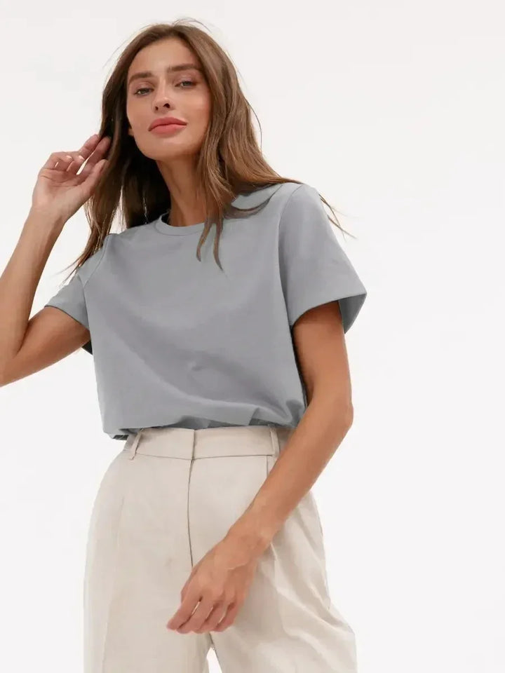 Olivia Bennet | Cotton Tee for Women, Regular Fit, White