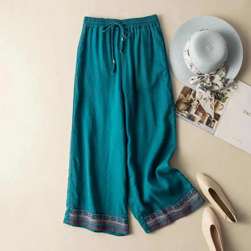 Olivia Bennet | Wide Leg Pant for Women in Natural Fabric