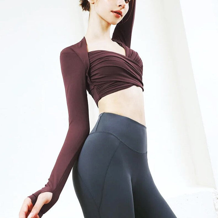 Olivia Bennet | Wrap Top for Women in Soft Fabric, Relaxed Fit, Neutral Color