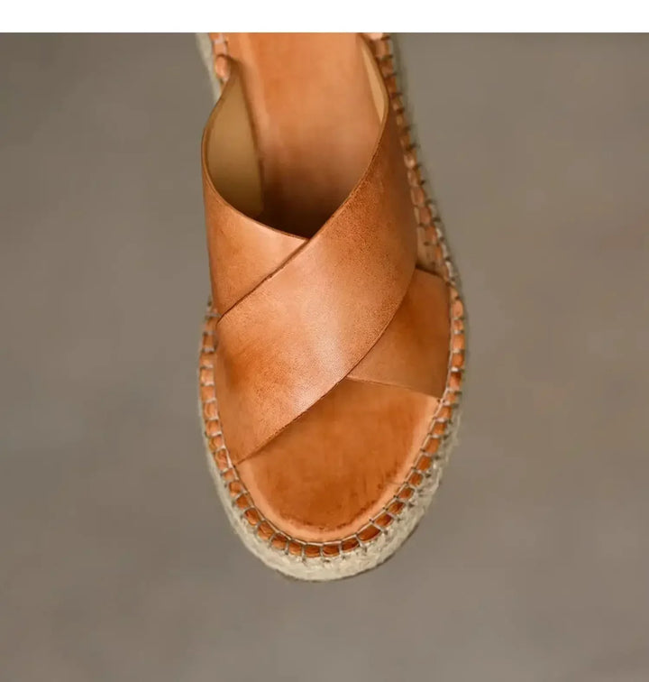 Olivia Bennet | Woven Leather Platform Sandals for Women