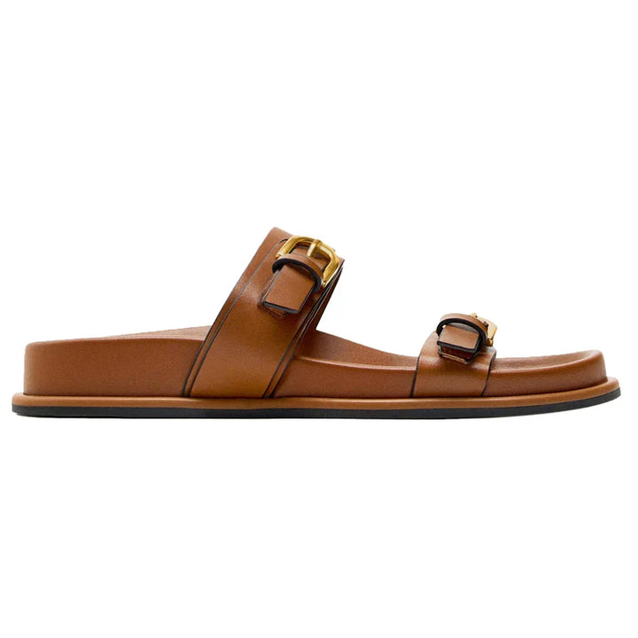 Olivia Bennet | Leather Slides for Women in Black