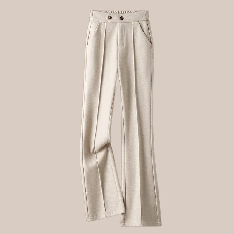 Olivia Bennet | Wool-Blend Flare Trousers for Women in Black