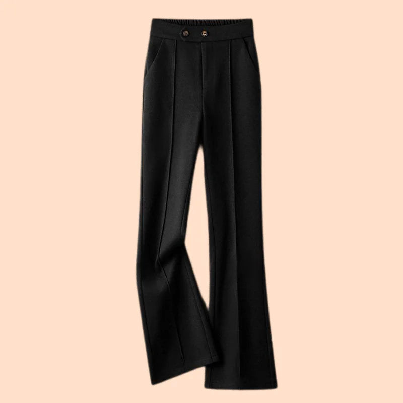 Olivia Bennet | Wool-Blend Flare Trousers for Women in Black