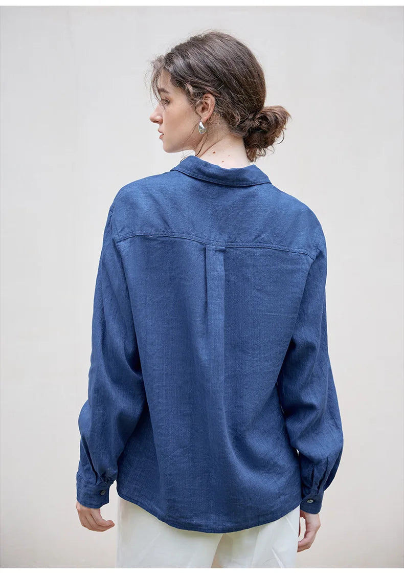 Olivia Bennet | Linen Shirt for Women, Relaxed Fit, White