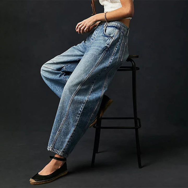 Olivia Bennet | Barrel-Leg Denim Jeans for Women
